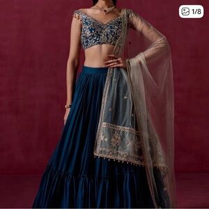 Lashkaraa Embroidered Crepe Silk Lehenga